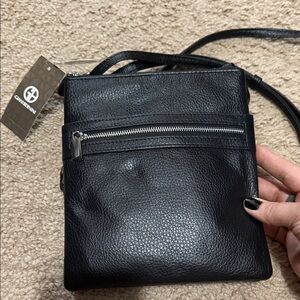 Giani Bernini Black Pebbled Leather Crossbody Pouch